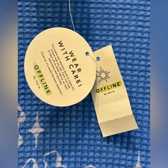 Aerie Offline “Just Another Saturday Night” Cropped Blue Thermal Tee NWT - Picture 6 of 11